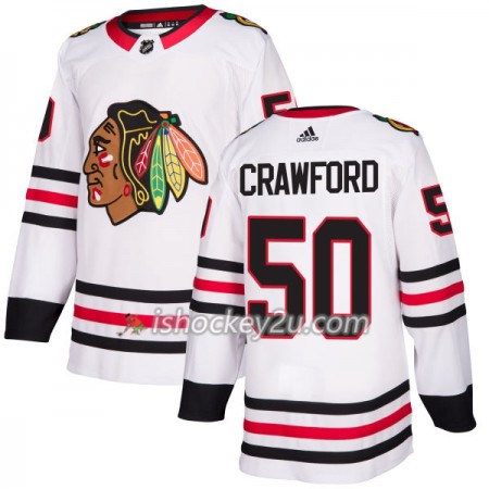 Mænd NHL Chicago Blackhawks Trøje Corey Crawford 50 Adidas 2017-2018 Hvid Authentic
